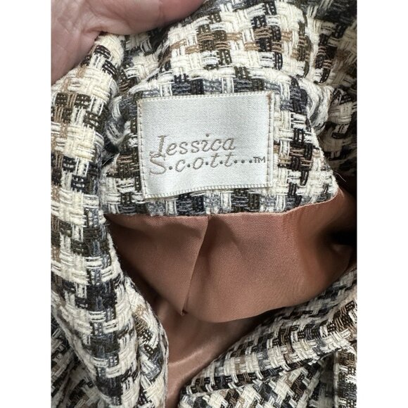 VTG Jessica Scott Emporium 80s Career Tweed Wool Blazer Plaid Pencil Skirt 14 M - Picture 4 of 15